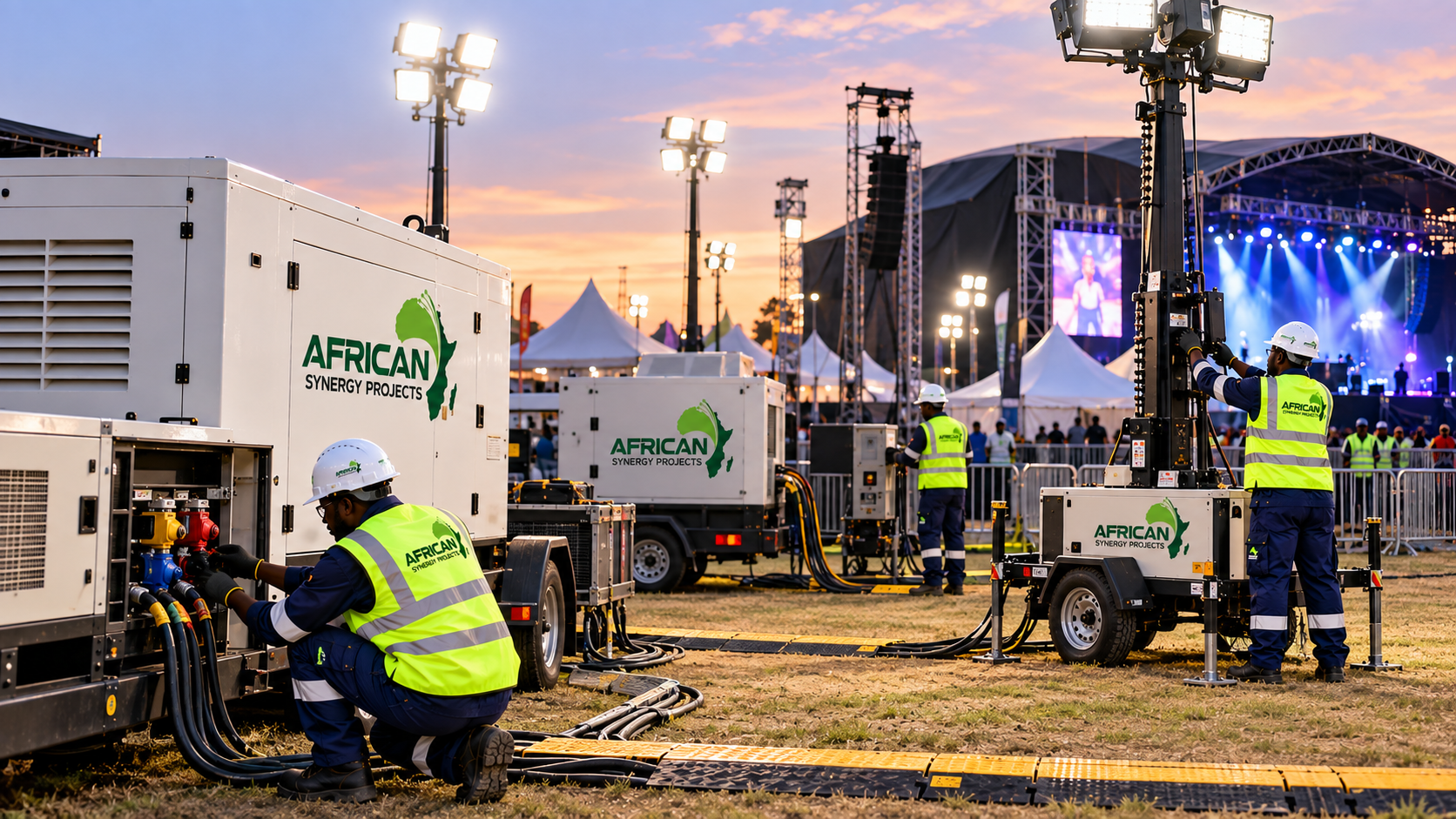 Temporary lighting and power for outdoor event