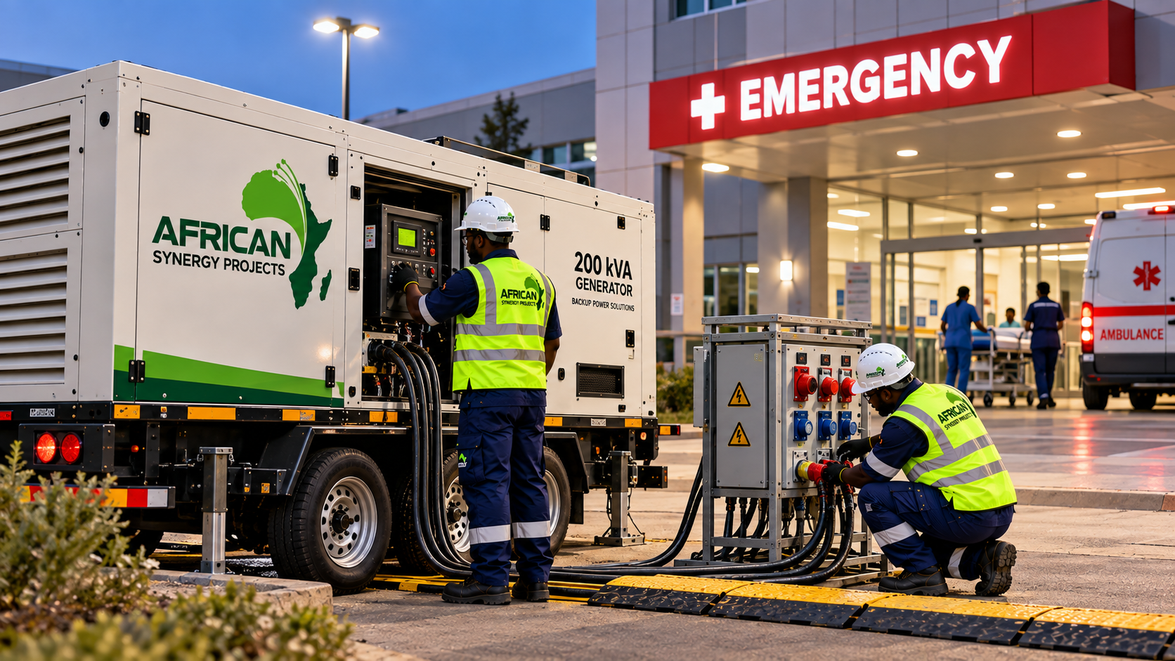 Emergency standby generator deployment for healthcare facility